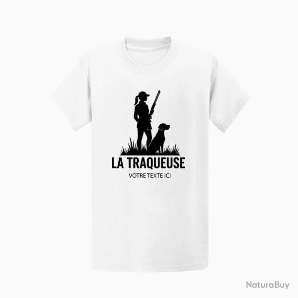 T-shirt Chasse La traqueuse Personnalisable Blanc