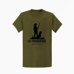 T-shirt Chasse La traqueuse Personnalisable Kaki / Noir