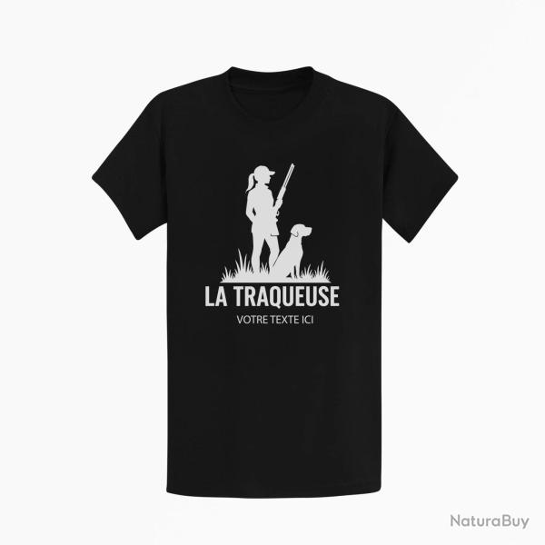 T-shirt Chasse La traqueuse Personnalisable Noir