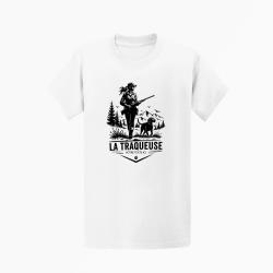T-shirt Chasse La traqueuse Duo personnalisable Blanc
