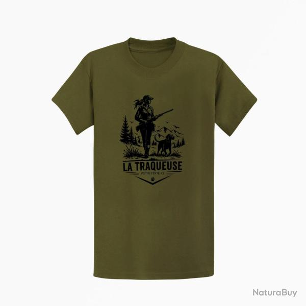 T-shirt Chasse La traqueuse Duo personnalisable Kaki / Noir