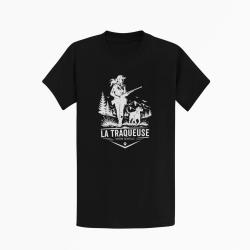 T-shirt Chasse La traqueuse Duo personnalisable Noir