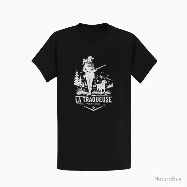 T-shirt Chasse La traqueuse Duo personnalisable Noir