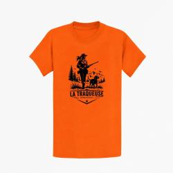 T-shirt Chasse La traqueuse Duo personnalisable Orange