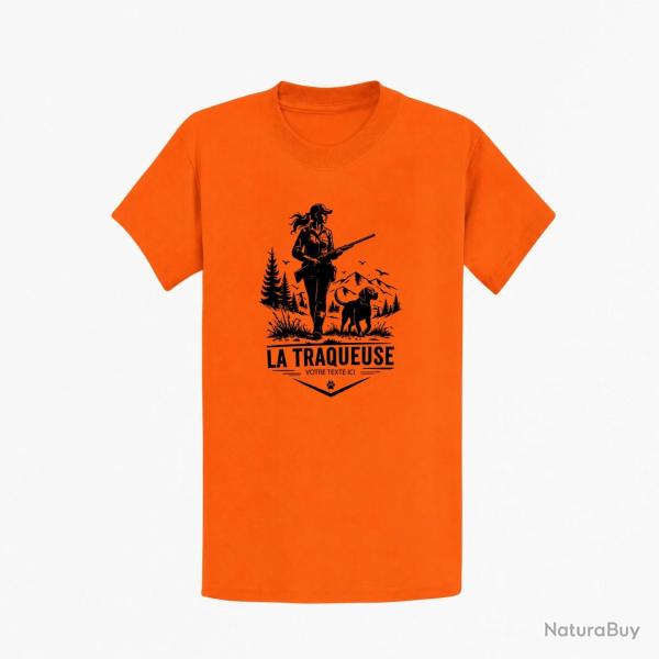T-shirt Chasse La traqueuse Duo personnalisable Orange