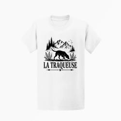 T-shirt Chasse La traqueuse Chienne des montagnes Blanc