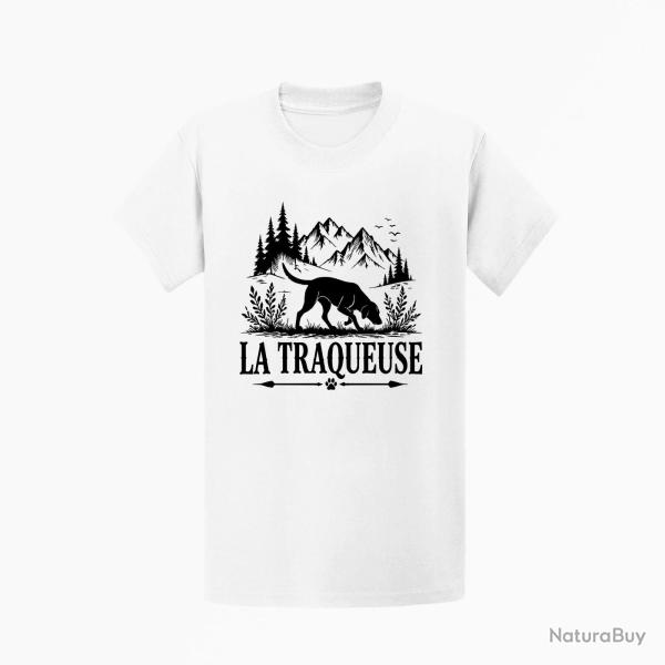 T-shirt Chasse La traqueuse Chienne des montagnes Blanc