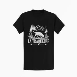 T-shirt Chasse La traqueuse Chienne des montagnes Noir