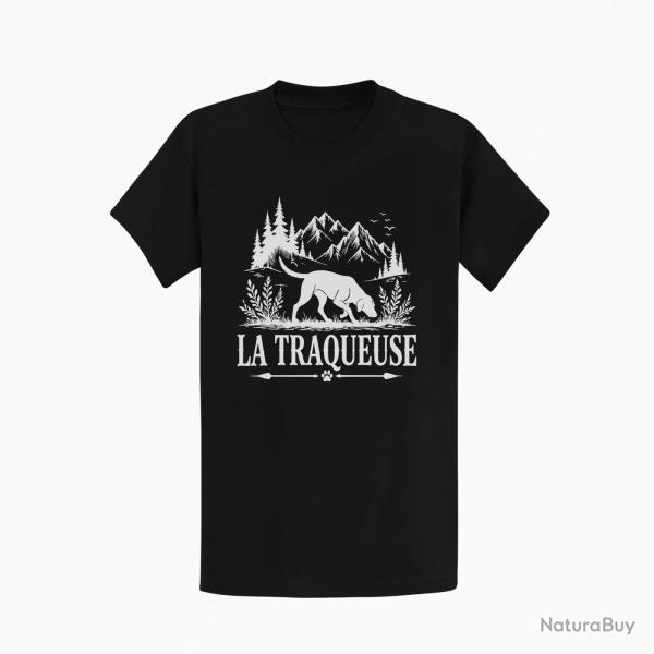 T-shirt Chasse La traqueuse Chienne des montagnes Noir