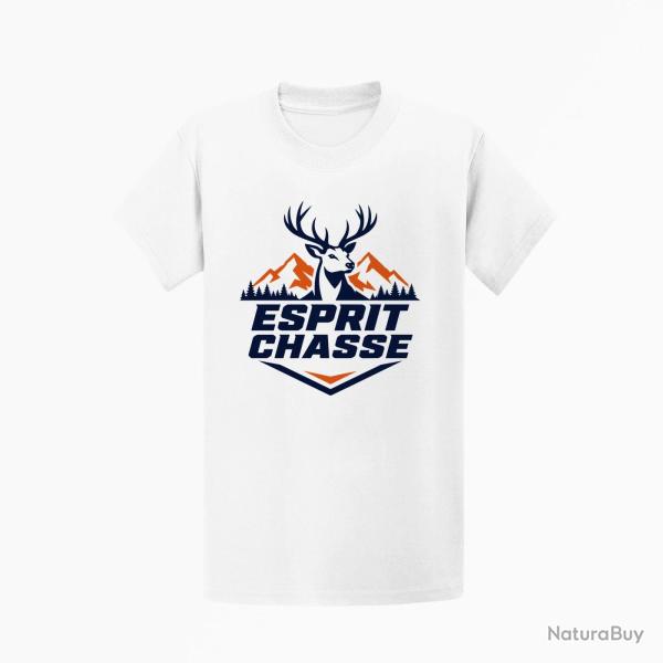T-shirt Chasse Esprit chasse Cerf des montagnes Blanc / Orange