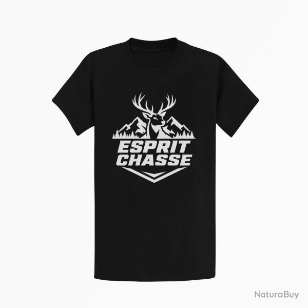 T-shirt Chasse Esprit chasse Cerf des montagnes Noir