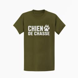 T-shirt Chasse Chien de chasse Empreinte orange Kaki / Blanc