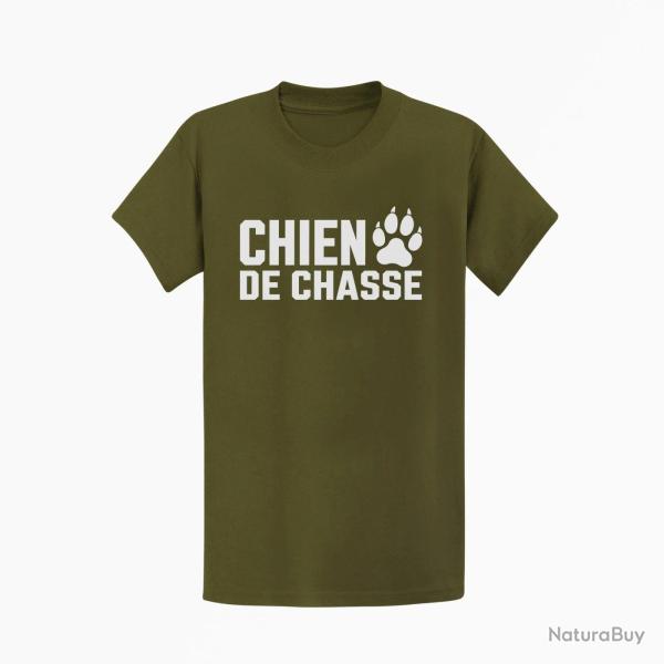 T-shirt Chasse Chien de chasse Empreinte orange Kaki / Blanc