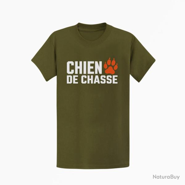 T-shirt Chasse Chien de chasse Empreinte orange Kaki / Blanc et orange