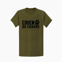T-shirt Chasse Chien de chasse Empreinte orange Kaki / Noir