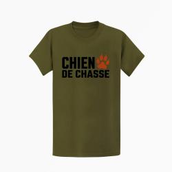 T-shirt Chasse Chien de chasse Empreinte orange Kaki / Noir et orange