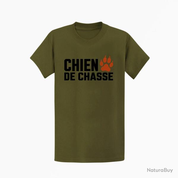 T-shirt Chasse Chien de chasse Empreinte orange Kaki / Noir et orange