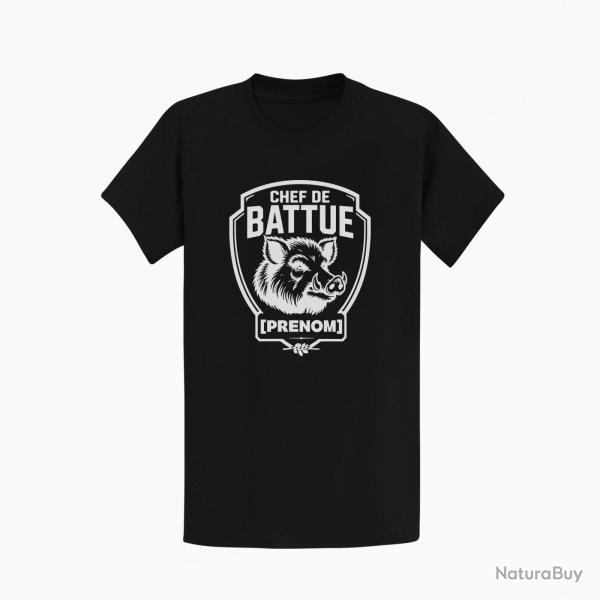 T-shirt Chasse Chef de battue Personnalisable Noir