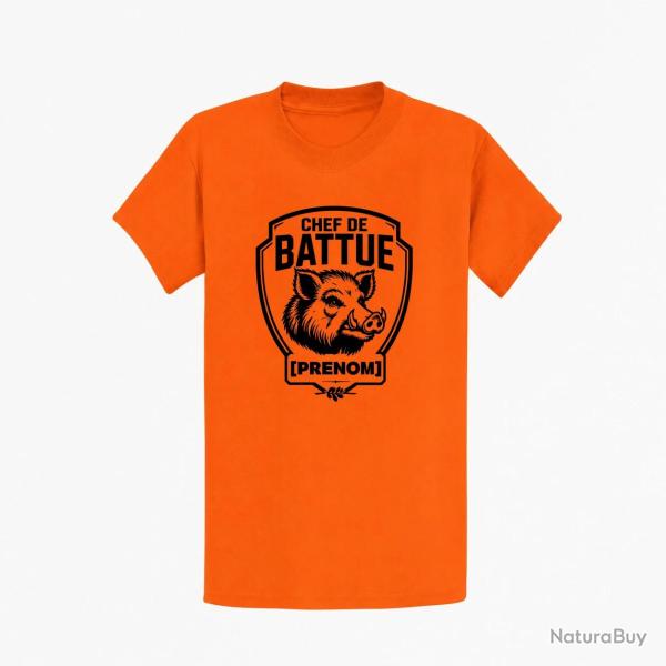 T-shirt Chasse Chef de battue Personnalisable Orange