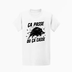 T-shirt Chasse &Ccedil;a passe ou &ccedil;a casse Sanglier Blanc