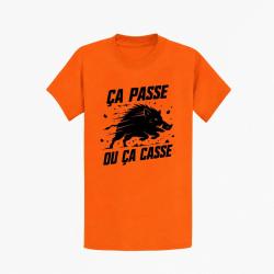 T-shirt Chasse &Ccedil;a passe ou &ccedil;a casse Sanglier Orange