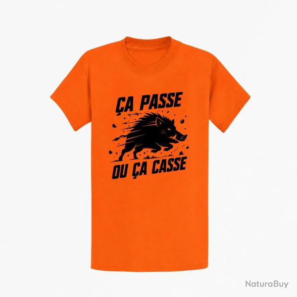 T-shirt Chasse �a passe ou �a casse Sanglier Orange