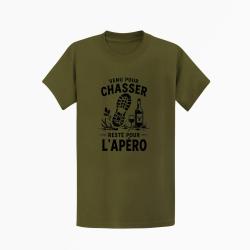 T-shirt Chasse Venu pour chasser, rest&eacute; pour l'ap&eacute;ro Kaki / Noir