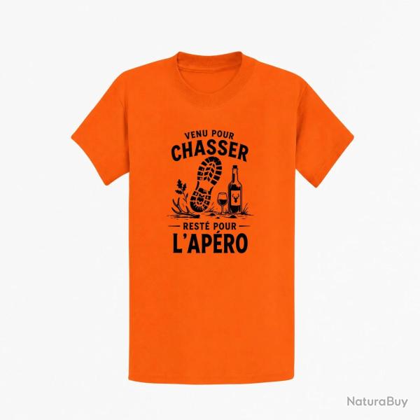 T-shirt Chasse Venu pour chasser, rest� pour l'ap�ro Orange