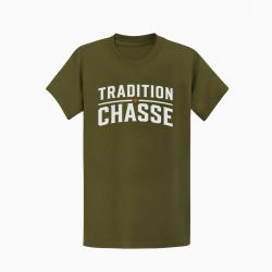 T-shirt Chasse Tradition chasse Vintage Kaki / Blanc et orange