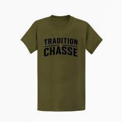 T-shirt Chasse Tradition chasse Vintage Kaki / Noir et orange