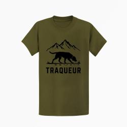 T-shirt Chasse Traqueur Chien des montagnes Kaki / Noir