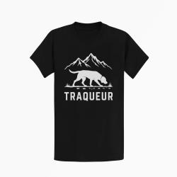 T-shirt Chasse Traqueur Chien des montagnes Noir