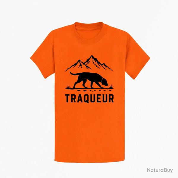 T-shirt Chasse Traqueur Chien des montagnes Orange