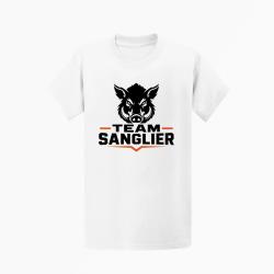 T-shirt Chasse Team sanglier Portrait sauvage Blanc / Orange