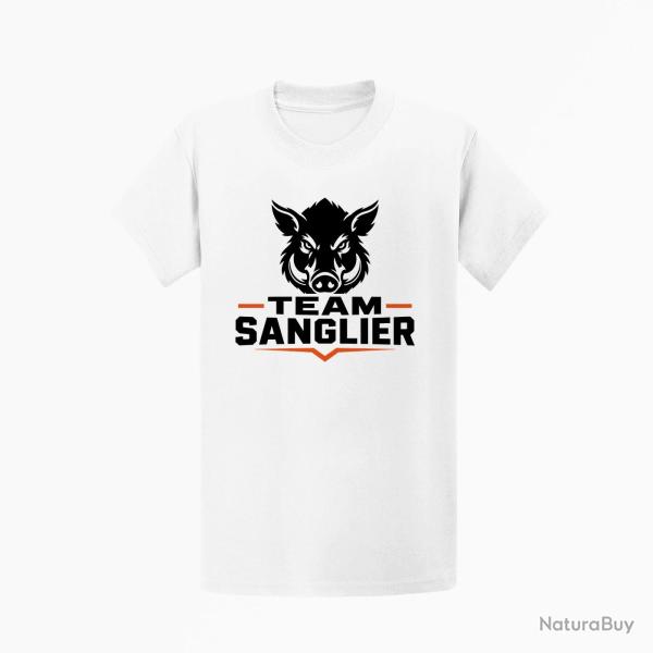 T-shirt Chasse Team sanglier Portrait sauvage Blanc / Orange