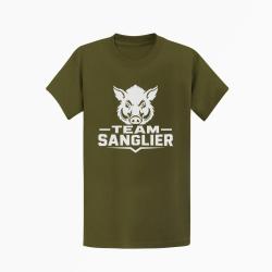T-shirt Chasse Team sanglier Portrait sauvage Kaki / Blanc