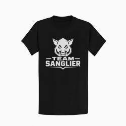 T-shirt Chasse Team sanglier Portrait sauvage Noir