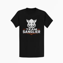 T-shirt Chasse Team sanglier Portrait sauvage Noir / Orange