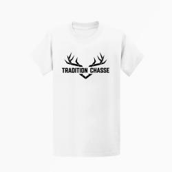 T-shirt Chasse Tradition chasse For&ecirc;t et ramure Blanc