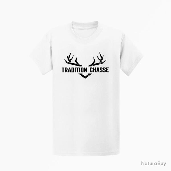 T-shirt Chasse Tradition chasse For�t et ramure Blanc
