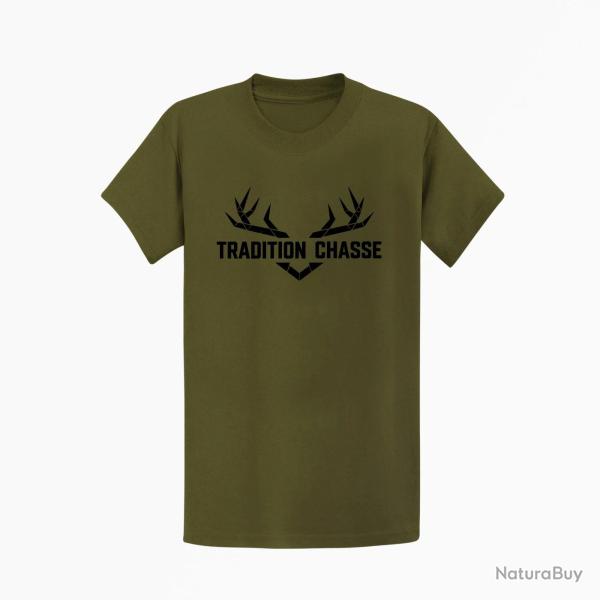 T-shirt Chasse Tradition chasse For�t et ramure Kaki / Noir