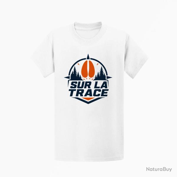 T-shirt Chasse Sur la trace Empreinte de sanglier Blanc / Orange