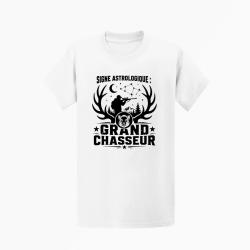 T-shirt Chasse Signe astrologique Grand chasseur Blanc