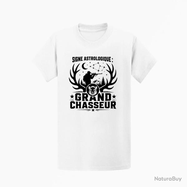 T-shirt Chasse Signe astrologique Grand chasseur Blanc