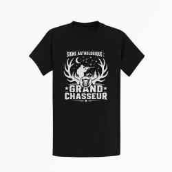 T-shirt Chasse Signe astrologique Grand chasseur Noir