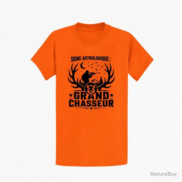 T-shirt Chasse Signe astrologique Grand chasseur Orange