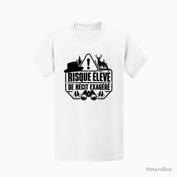 T-shirt Chasse R�cit de chasse exag�r� Humour Blanc