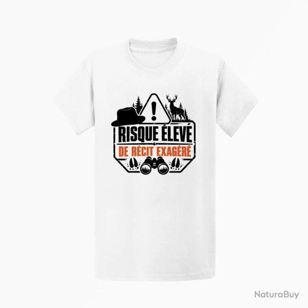 T-shirt Chasse R�cit de chasse exag�r� Humour Blanc / Orange
