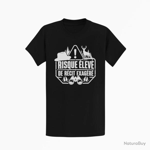 T-shirt Chasse R�cit de chasse exag�r� Humour Noir