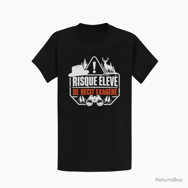 T-shirt Chasse R�cit de chasse exag�r� Humour Noir / Orange